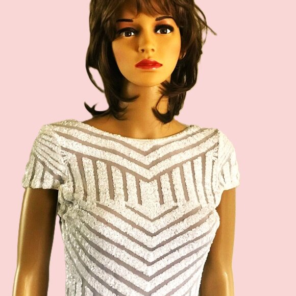 Stunning White Sequins Dress with Low Back - Picture 3 of 5